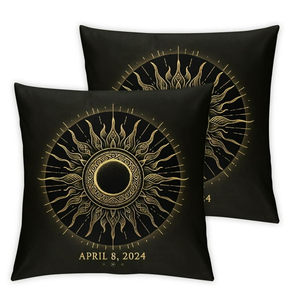 GOSMITH High-Quality Total Solar Eclipse 2024 2-Piece Short Plush Pillowcase Set White