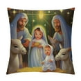 thumbnail image 1 of GOSMITH  Holiday Christmas Nativity Throw Pillow Covers Starry Night Holy Manger Scene Cow Sheep Donkey Cushion Case for Couch, Bed Or Sofa Pillows Case, 1 of 5
