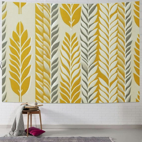 GOSMITH Home Decor Summer Tropical Leaves Palm Leaf Botanical Jungle Banana Leaves Pattern Yellow Painting