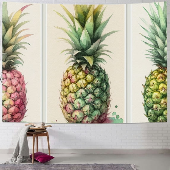 GOSMITH Home Wall Tapestry Art Watercolor Pineapple Spring Summer Holiday Home Decoration Painting