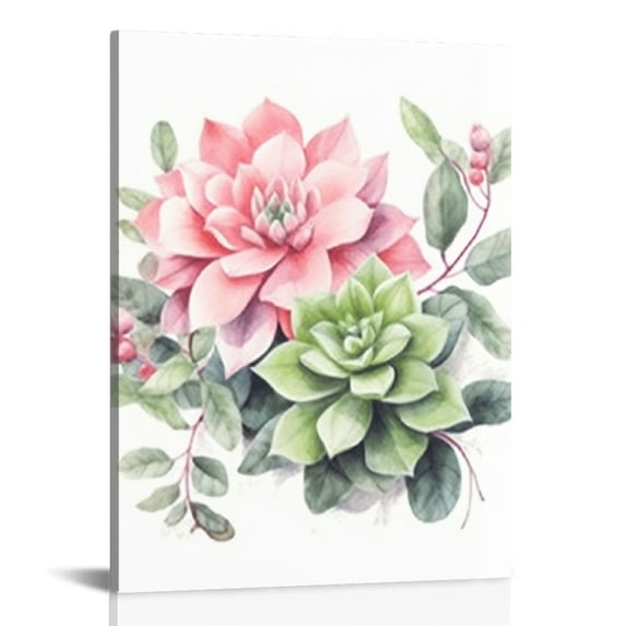 GOSMITH Home decorations for living room Canvas Wall art for living room bathroom Wall Decor Home decorations for living room Succulent Wall Simple wall art Plant watercolor family wall art