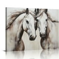 thumbnail image 1 of GOSMITH  Horse Pictures Painted Wall Art Paintings Brown Animal Canvas Prints Farmhouse Wall Decor Horses Head to Head Artwork Stretched Black Frame for Bedroom Living Room, 1 of 4