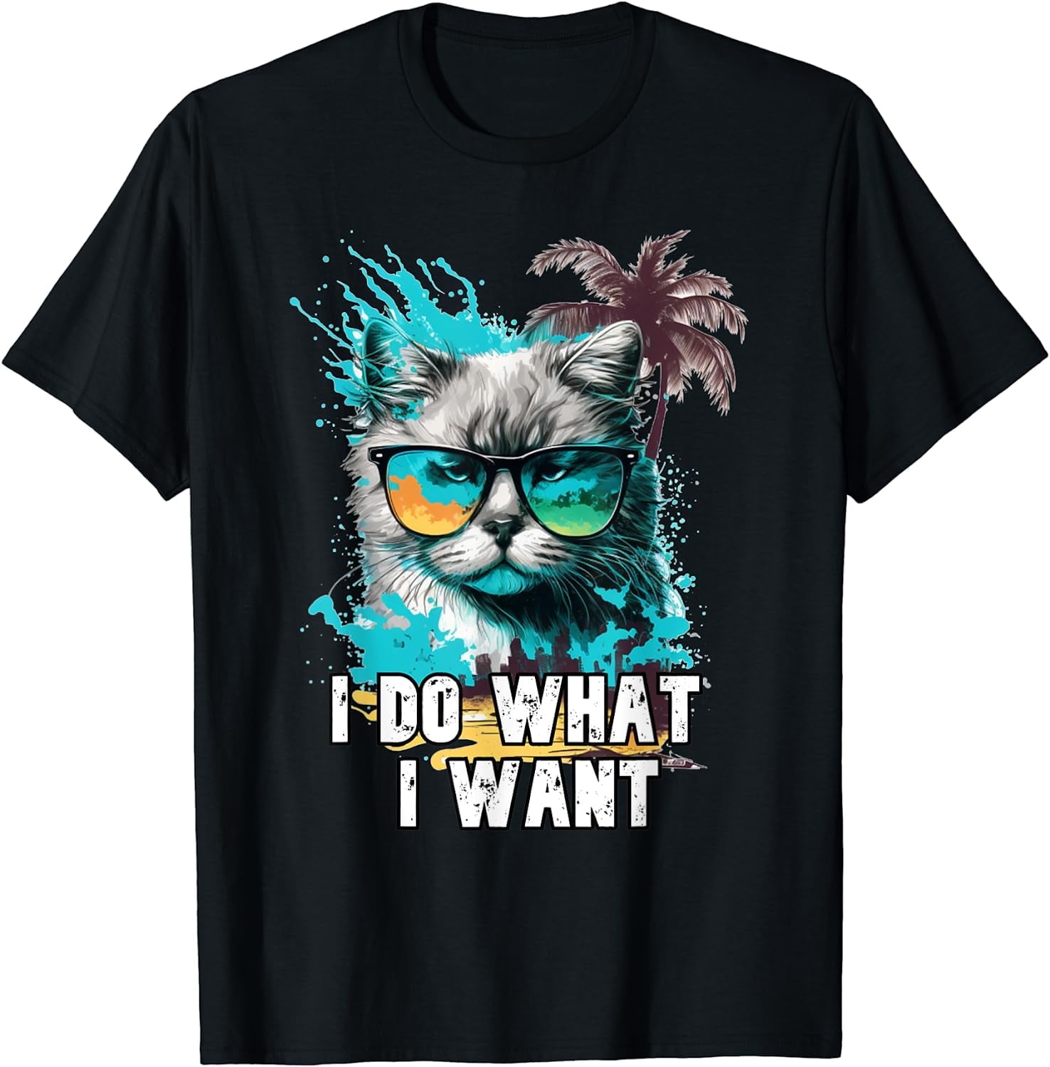 Leisuo I Do What I Want Funny Cat T-Shirt 87959-black - Walmart.com