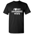 thumbnail image 1 of GOSMITH I Love My Awesome Wife Best Relationship Tshirt Humor Novelty Graphic Tees brown, 1 of 5