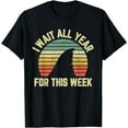 thumbnail image 1 of GOSMITH I Wait All Year For This Week Shirt Funny Shark Shirt Tee 97937-black, 1 of 3