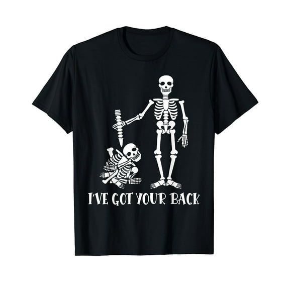 GOSMITH I've Got Your Back Skeleton Funny T-Shirt Classic Fit Round Neck 100% Cotton black