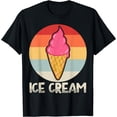thumbnail image 1 of GOSMITH Ice Cream Retro T-Shirt, Polyester Round Neck Short Sleeved Super Soft Summer Style 140668-black, 1 of 3