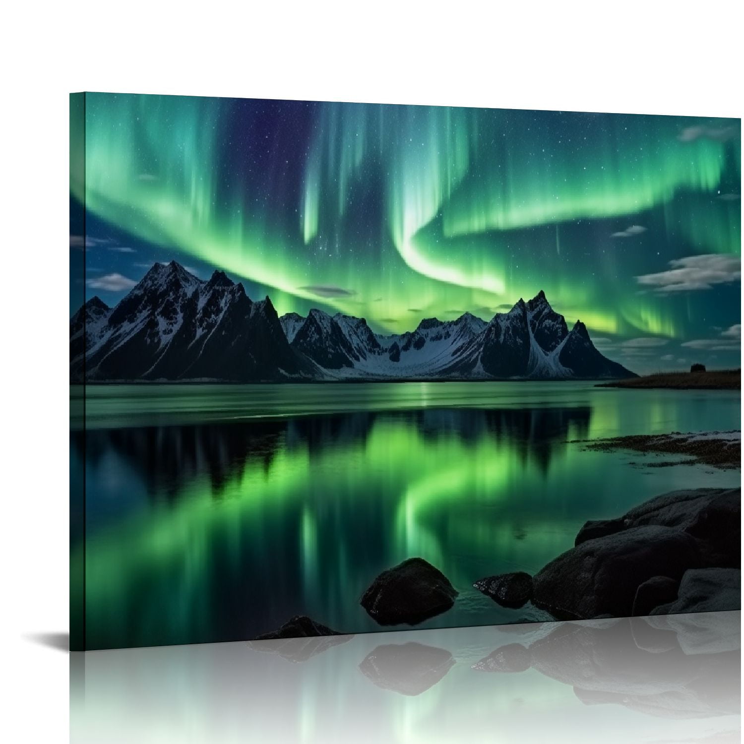 GOSMITH Iceland Northern Llights Wall Art Aurora Borealis Canvas Framed