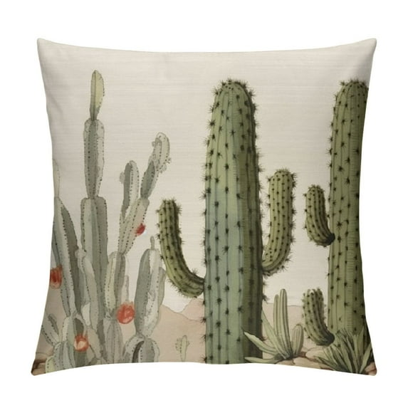 GOSMITH  Ink Painting Watercolor Grey Cactus Summer Home Sofa Chair Bed Decoration Lumbar Pillowcase  Decorative Throw Pillow Cover Case Rectangular