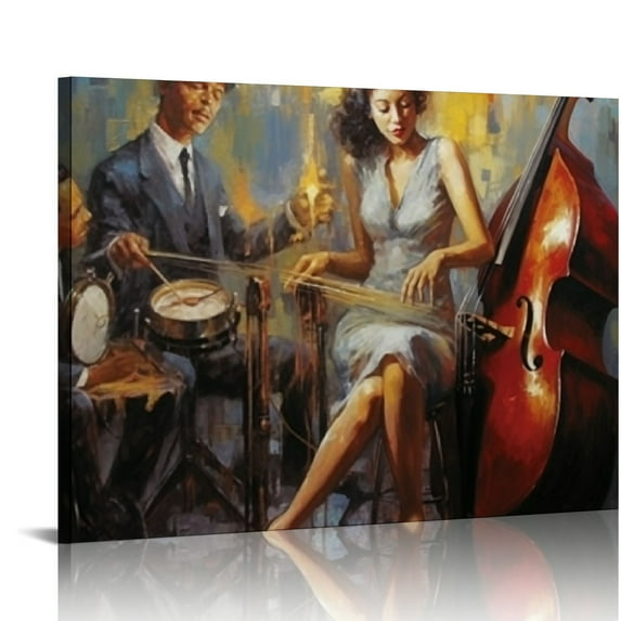 GOSMITH Jazz Musician Poster Canvas Wall Art, Jazz Musician Diva Art, Jazz Music Poster, Instrument Drawing Canvas Wall Art Prints for Wall Decor Room Decor Bedroom Decor Gifts Poster