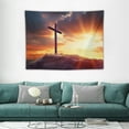 thumbnail image 1 of GOSMITH  Jesus Christ Cross Sunrise Tapestry Sunset Sepulcher Lord Pray Easter Crucifixion Religious Belief Wall Hangings Decor Large Tapestry for Bedroom Living Room Dorm College Church Man Cave, 1 of 7