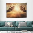 thumbnail image 1 of GOSMITH Jesus Christ Tapestry Jesus Hands Prayer Cross in Hands Wall Handing Backdrop Home Decor for Bedroom Living Room Birthday Party, 1 of 7