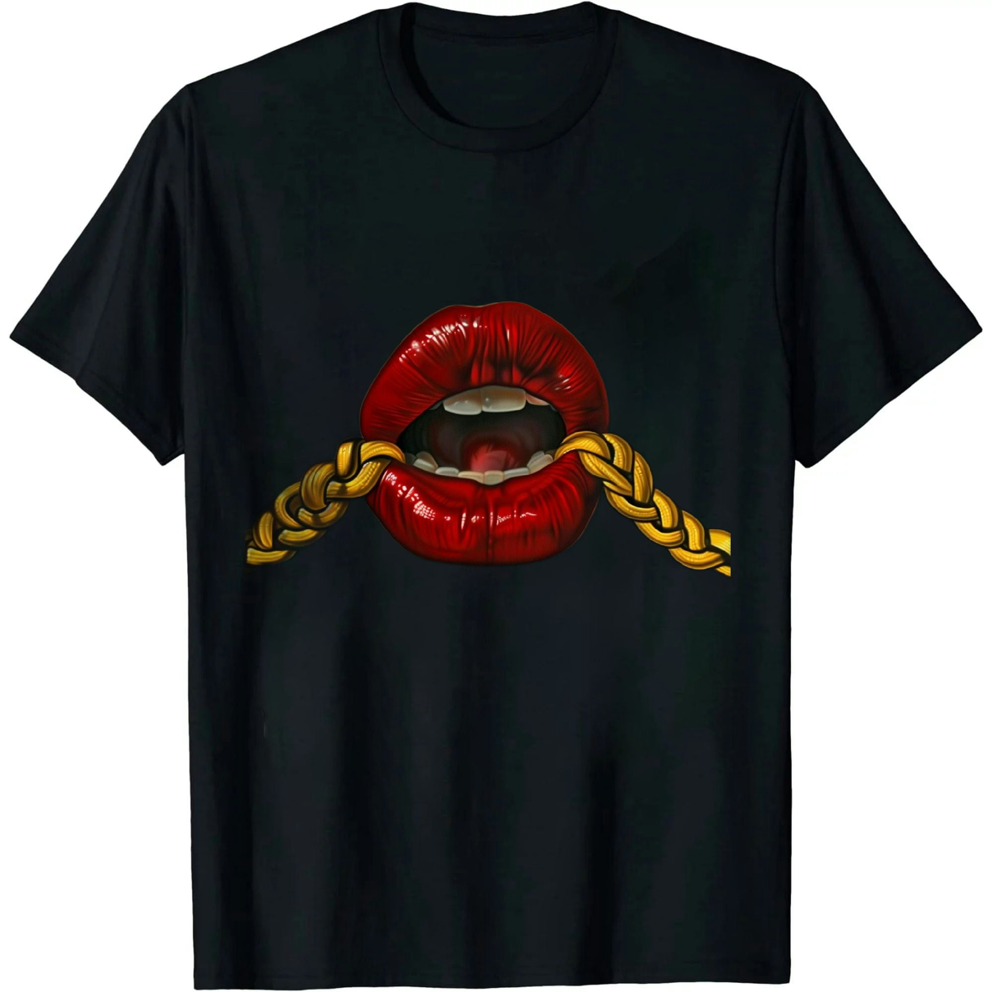 GOSMITH Juicy Lips Gold Chain Virgo Zodiac Sign T-Shirt - Walmart.com