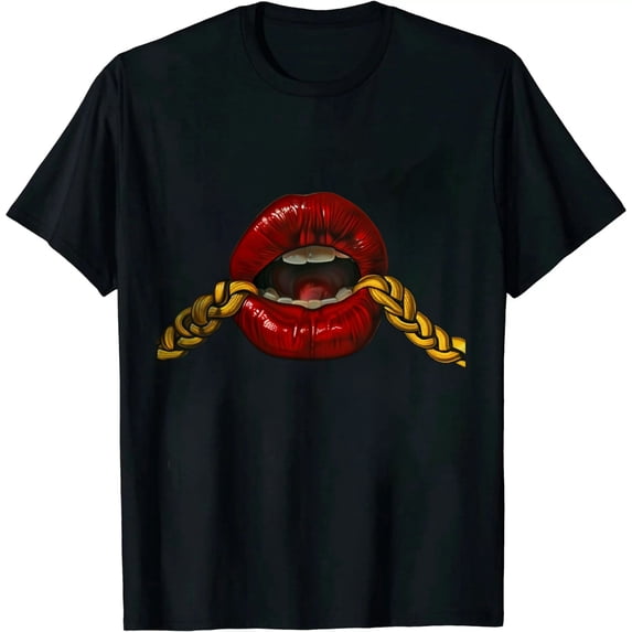 GOSMITH Juicy Lips Gold Chain Virgo Zodiac Sign T-Shirt