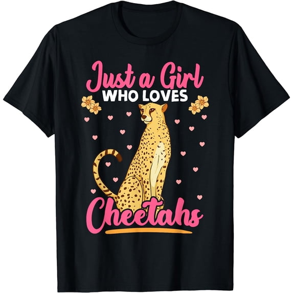 GOSMITH Just A Girl Who Loves Cheetahs African Savanna Zookeeper T-Shirt 149333-black