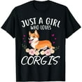 thumbnail image 1 of Leisuo Just A Girl Who Loves Corgis Gift Corgi Lover T-Shirt 150700-black, 1 of 4