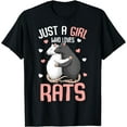 thumbnail image 1 of Leisuo Just A Girl Who Loves Rats Girls Women Rat Lover T-Shirt 150681-black, 1 of 4