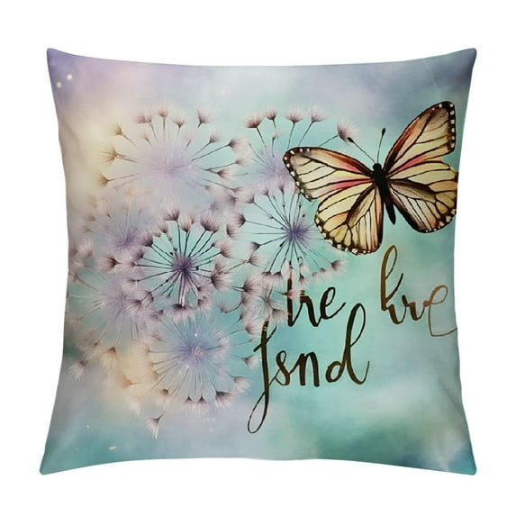 GOSMITH Just Breathe Pillowcase, Dandelion & Butterfly Cushion Cove Throw Pillow Covers for Living Room, Bedroom, Dormitory,College, Sofa Couch & Bed, Home & Office Decoration-A08