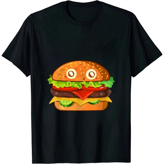 GOSMITH King Hamburger Drinking Tomato Sauce Funny Cartoon TShirt
