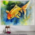 thumbnail image 1 of GOSMITH  Koi Fish Tapestry Twin Size, Lillies Marine Life Colorful Watercolor Drawing of Divine Animal, Wall Hanging Bedspread Bed Cover Wall Decor,  Violet Blue Painting, 1 of 6