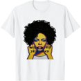 thumbnail image 1 of Leisuo Lady Curly Natural Afro African American Ladies Short Sleeve T-Shirt, Small white, 1 of 3