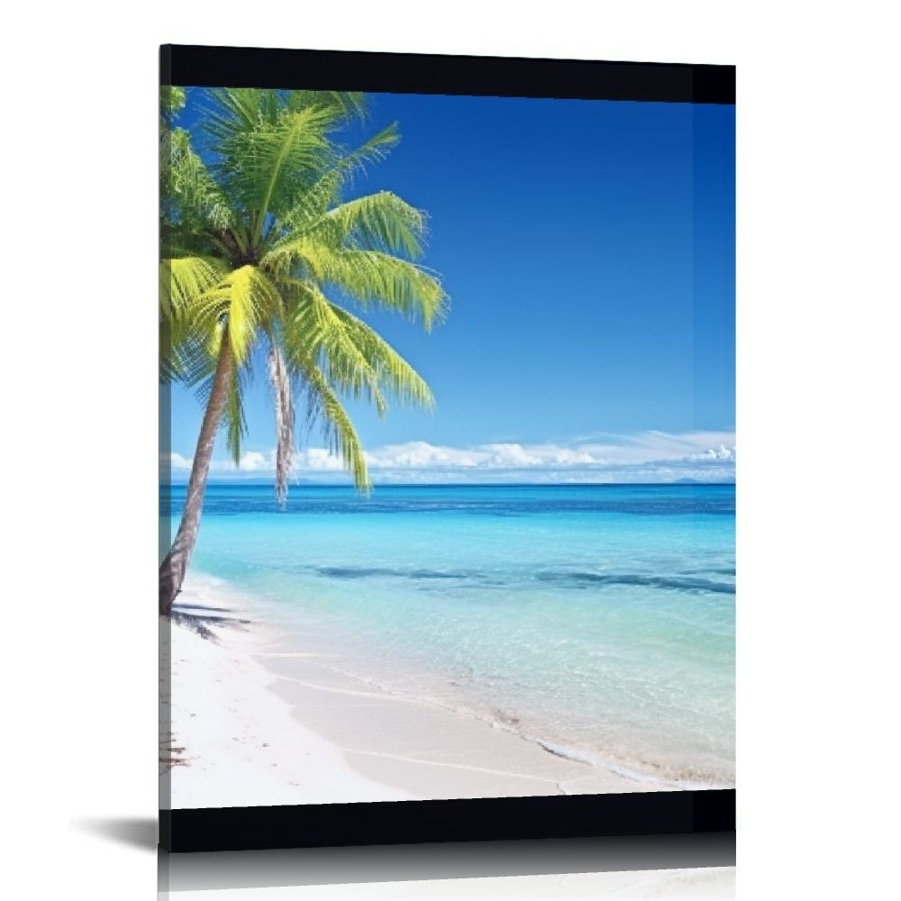 GOSMITH Large Canvas Wall Art Summer Ocean Waves Coconut Trees on Sands ...