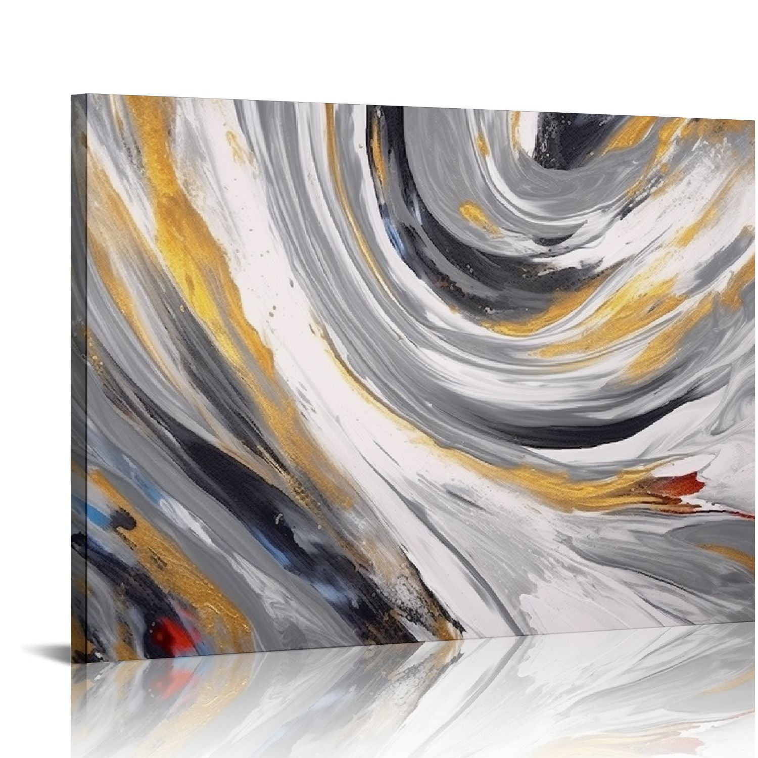 GOSMITH Large Wall Art Gold Abstract Canvas Wall Home Wall Decor Black ...