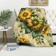 thumbnail image 1 of GOSMITH Lemon Yellow Hawaiian Tropical Hibiscus Hawaii Aloha Tropical Flowers Farmhouse Decorative Flannel Throw Blanket White, 1 of 6