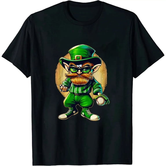 GOSMITH Leprechaun Playing Baseball St Patricks Day Sport T-Shirt
