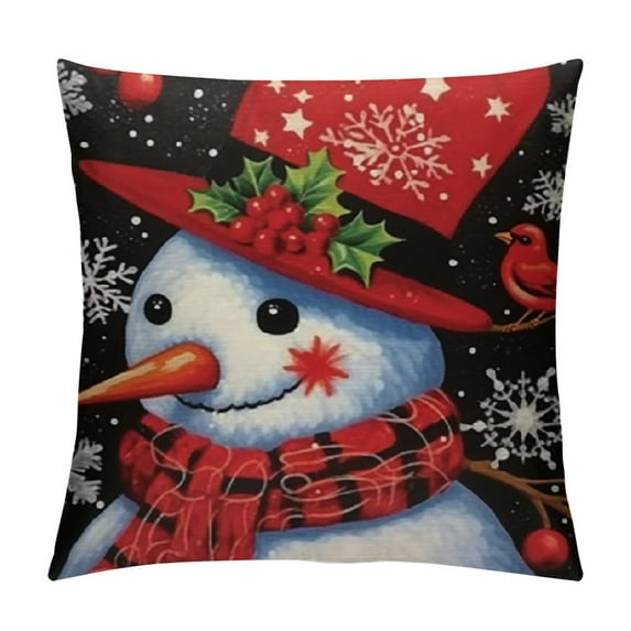 GOSMITH Let it Snow Snowman Christmas Throw Pillow Cover, Winter Holiday Cushion Case Decoration for Sofa Couch