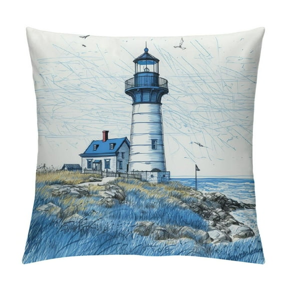 GOSMITH  Lighthouse Pillow Case,Vintage Nautical Geographic Map Ocean Location Cushion Cover Navigation Pillowcase Home Decorative for Car Bed Office (Ocean Location)