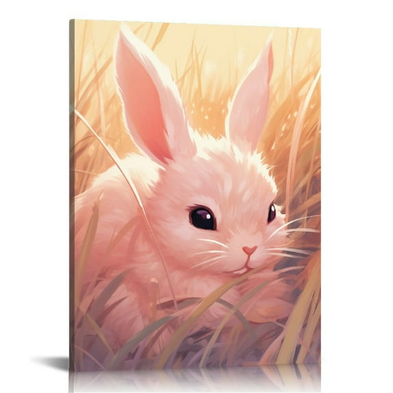 GOSMITH Lop Eared White Rabbit Cute Bunny Funny Whimsical Animal Art Print Poster Image and Overall SizeF