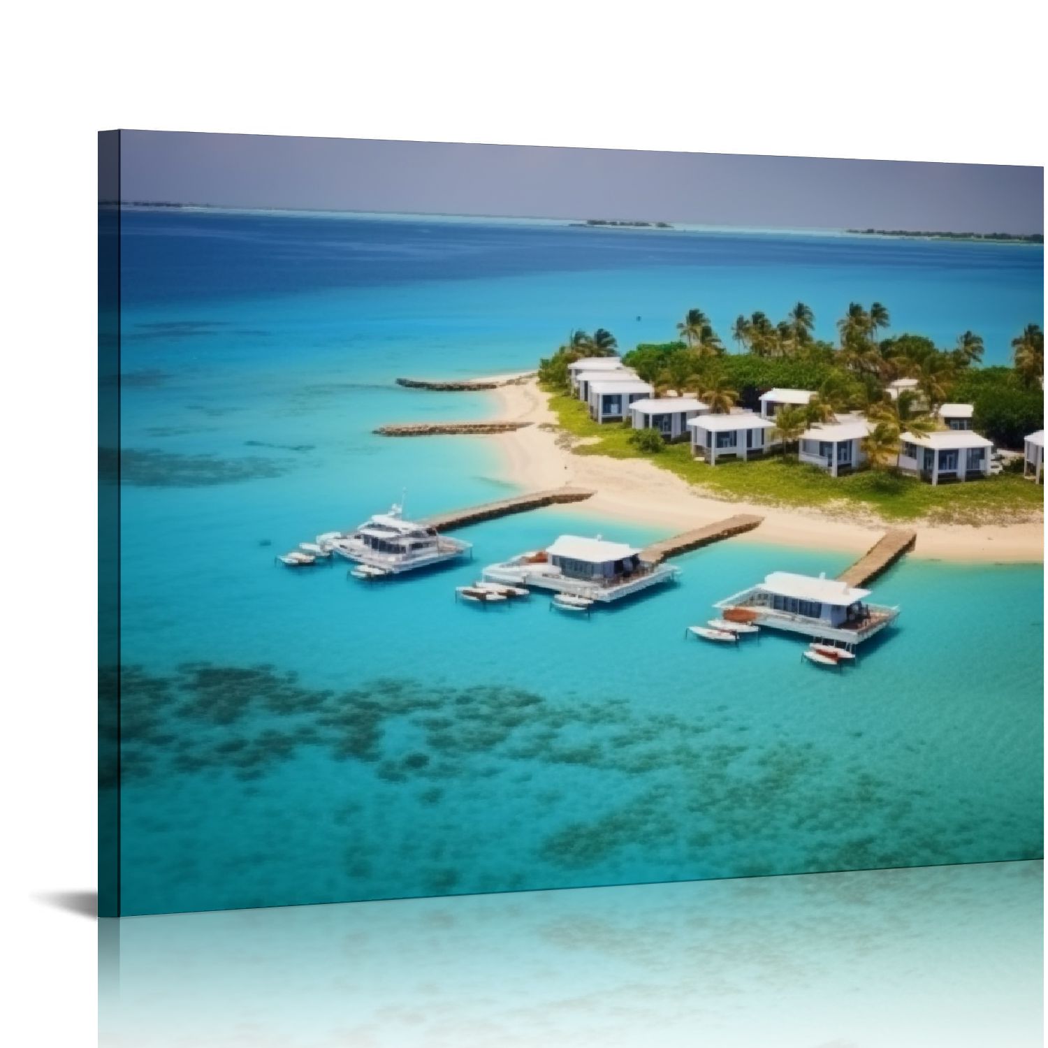 GOSMITH Maldives Pictures Wall Decor Ocean Island Canvas Wall Art
