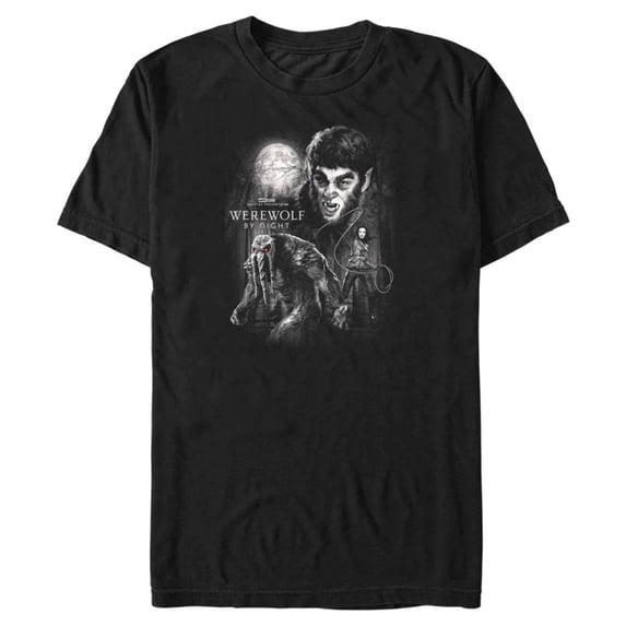 GOSMITH Men's Moon Werewolf Poster T-Shirt black