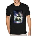 thumbnail image 1 of GOSMITH Men's Tee Space Wolves Galaxy Moon Wolf Pack Crewneck T-shirt black, 1 of 2