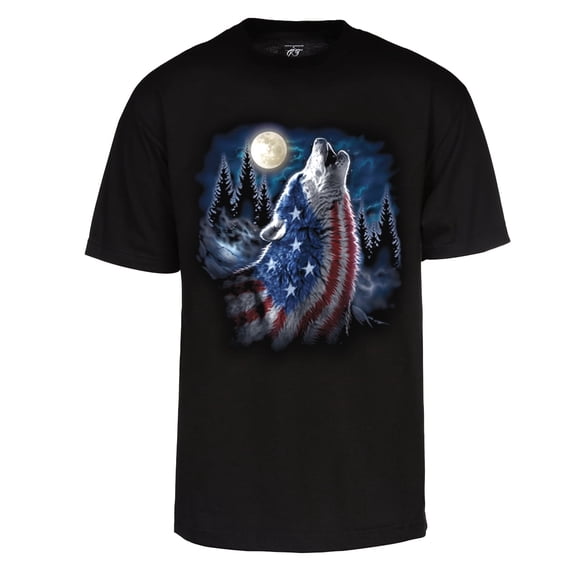 GOSMITH Men's USA Wolf Short-Sleeve T-Shirt - Black - Medium l