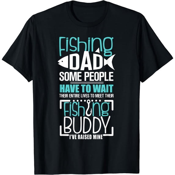 GOSMITH Mens Fishing Dad Funny Father Kid Matching T-Shirt 98348-black