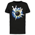 thumbnail image 1 of GOSMITH Mens Graphic Tee Black - Bowling Strike Cartoon 100% Cotton Regular Fit m, 1 of 2