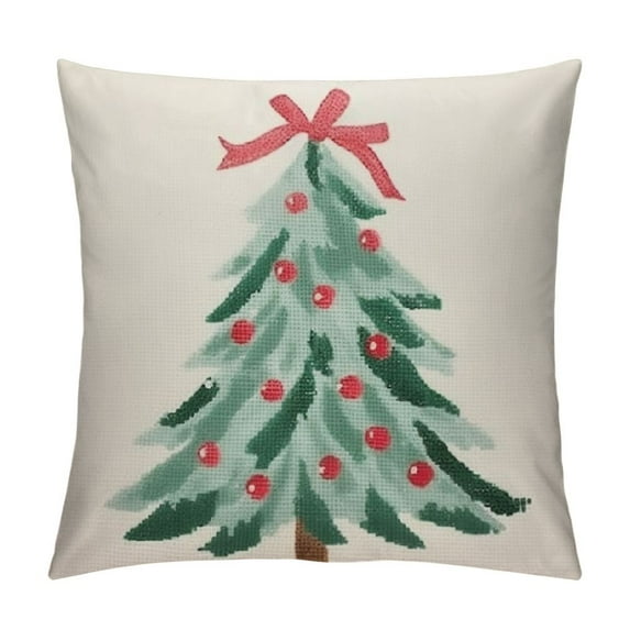 GOSMITH Merry Bright Christmas Holiday Pillow Covers, Truck and Tree Throw Pillow Covers Xmas Cushion Case for Home Sofa Bed Chair
