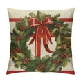 thumbnail image 1 of GOSMITH  Merry Christmas Let It Snow Joy Stripes Gift Box Red Throw Pillow Covers, Xmas Tree Holiday Cushion Case Decoration for Sofa Couch, 1 of 5