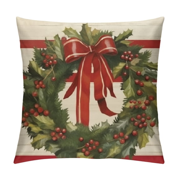 GOSMITH Merry Christmas Let It Snow Joy Stripes Gift Box Red Throw Pillow Covers, Xmas Tree Holiday Cushion Case Decoration for Sofa Couch