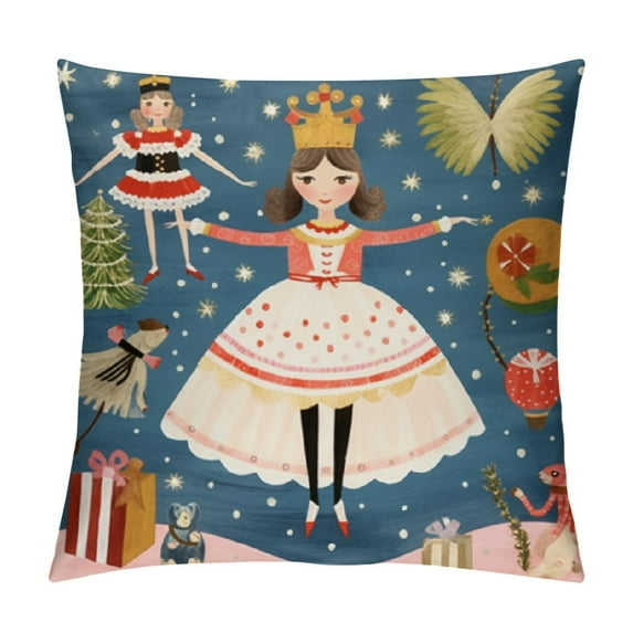 GOSMITH Merry Christmas Pink Throw Pillow Cover Nutcracker Christmas Decor Winter Holiday Party Cushion Case Decoration for Sofa Couch