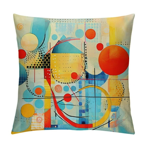 GOSMITH Mid Century Modern Atomic Stars Throw Pillow Cover Repeat Artistic Creative Colorful Dot Shape Pillow Case Decorative Men Women Boy Girl Room Cushion Cover for Home Couch Bed