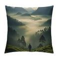 thumbnail image 1 of GOSMITH Misty Forest Throw Pillow Cover Mountain Foggy Pine Tree Coniferous Trees Cool Sun Green Decorative Pattern Kid Indoor Sofa Porch Living Room Big Pillow case, 1 of 5