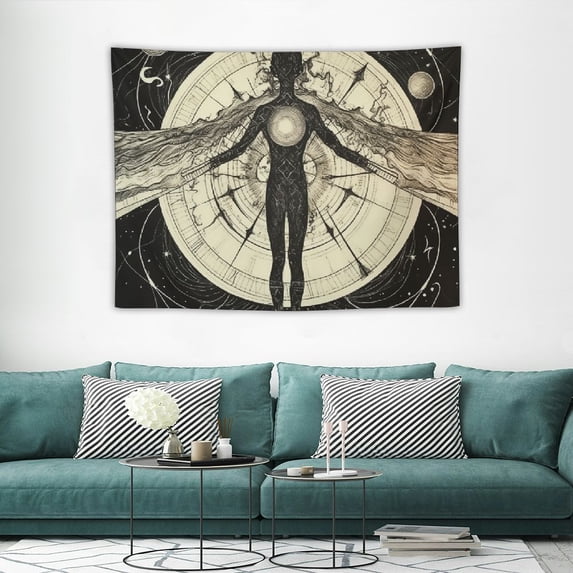 GOSMITH Moon Phase Tapestry Vintage Butterfly Tapestry Psychedelic Moth Tapestry Black Moon and Stars Tapestries Aesthetic Wall Art Tapestry Wall Hanging for Room