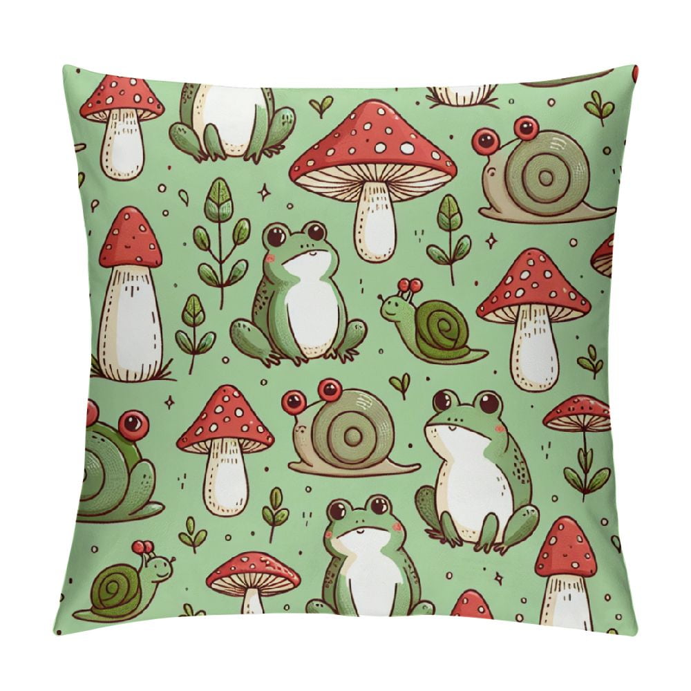 GOSMITH Mushrooms Frogs Pillowcase for Hair and Skin Soft and