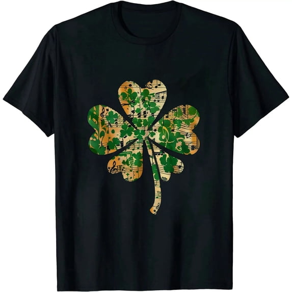 GOSMITH Music Note Shamrock -Music Lover St Patrick's Day Irish Flag T-Shirt