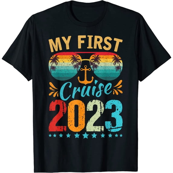 GOSMITH My First Cruise 2023 Tee Family Vacation Cruise Ship Travel T-Shirt 92990-black
