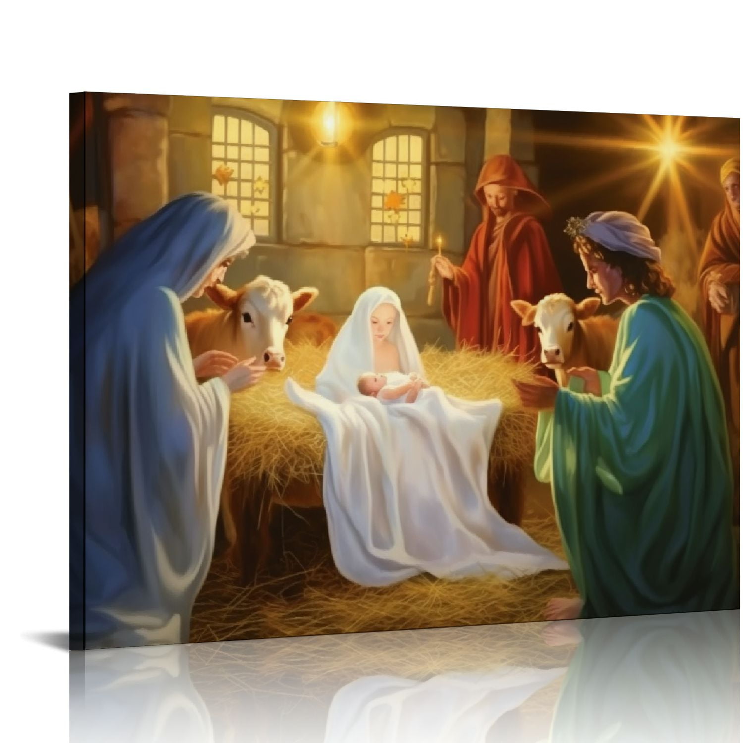 GOSMITH Nativity Lighted Canvas Wall Art Print With Timer Canvas Wall ...