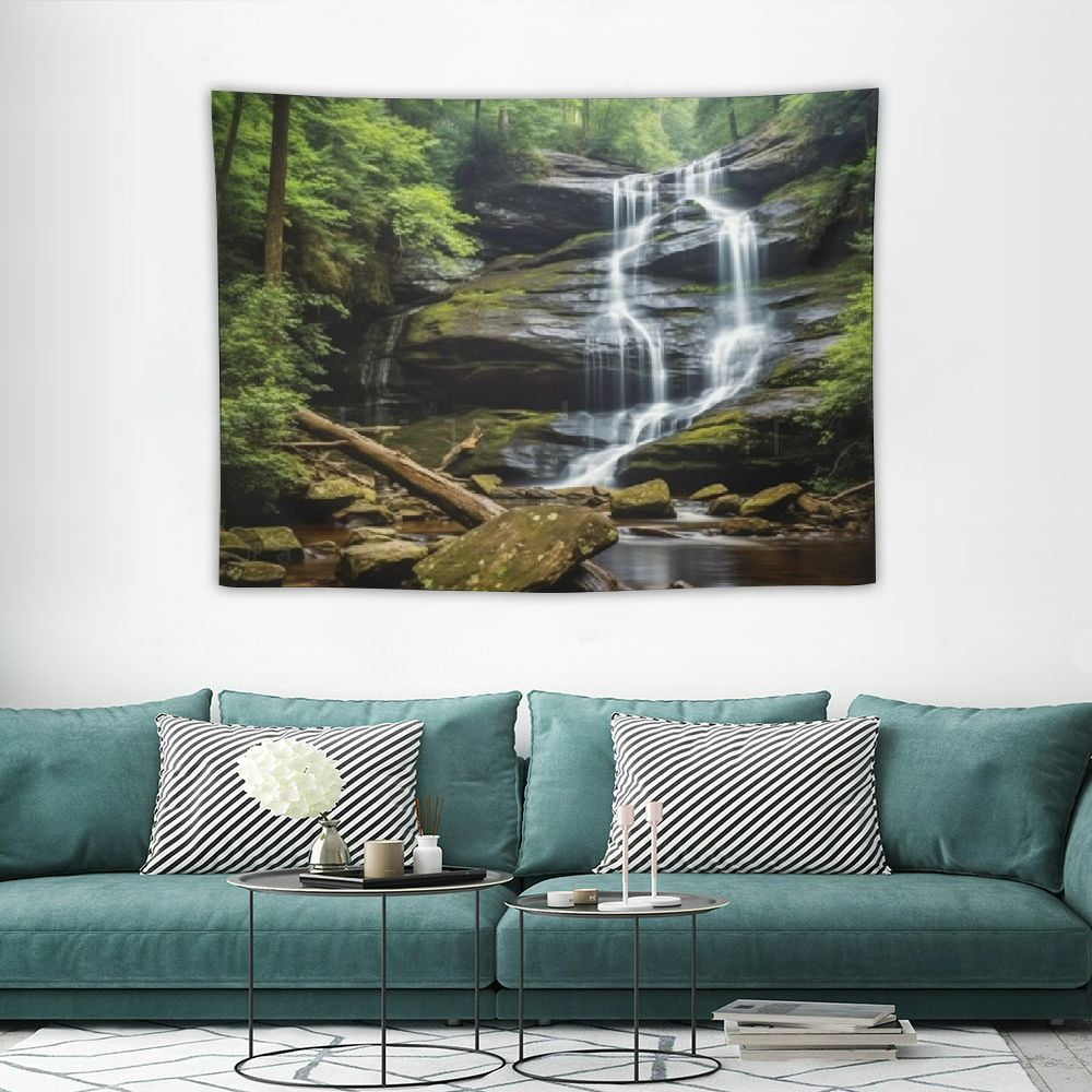 Tenture Murale Paysage De Forêt Et Cascade - Impression Nature - 100% Polyester - Neuf